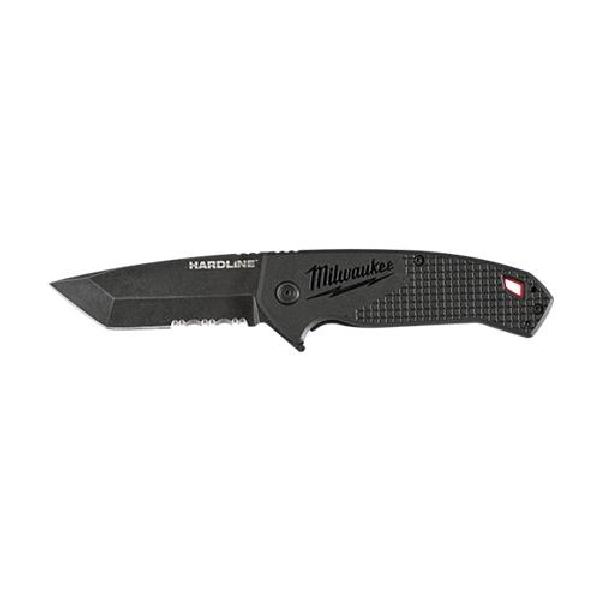 Folding Pocket Knife, Lockable Blade, 3 in Blade Length, Serrated Blade, D2 Steel Blade, Serrated Edge, Glass Filled Nylon Handle, Stainless Steel Grip, Stone Washed Black Oxide, 6.9 in L Dimensions