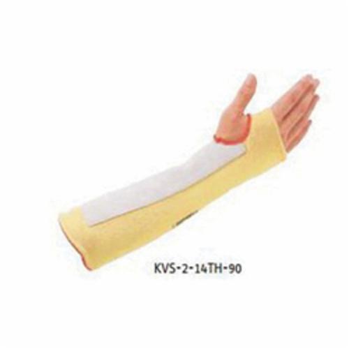Cut-Resistant Sleeves, Standard Weight, Series: KVS-2, 18 in Length, Kevlar®, Yellow, 2 ply Thickness, Seamless Rib Knit Wrist Cuff
