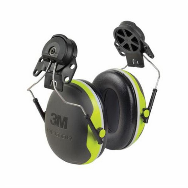 Ear Muffs, Series: X Series, 25 dB Noise Reduction, Black/Chartreuse, Hard Hat Attached Band Position, Stainless Steel/Foam
