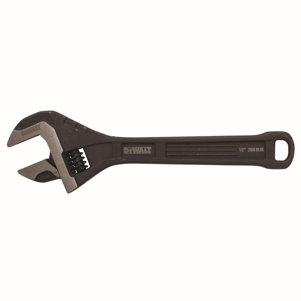Adjustable Wrench, Adjustable Wrench, 1-13/32 in Wrench Opening, 10 in Overall Length, 1.34 in Jaw Width, 0.35 in Jaw Thickness, 5850 in-lb Flared End Handle, Solid Steel Body, Solid Steel
