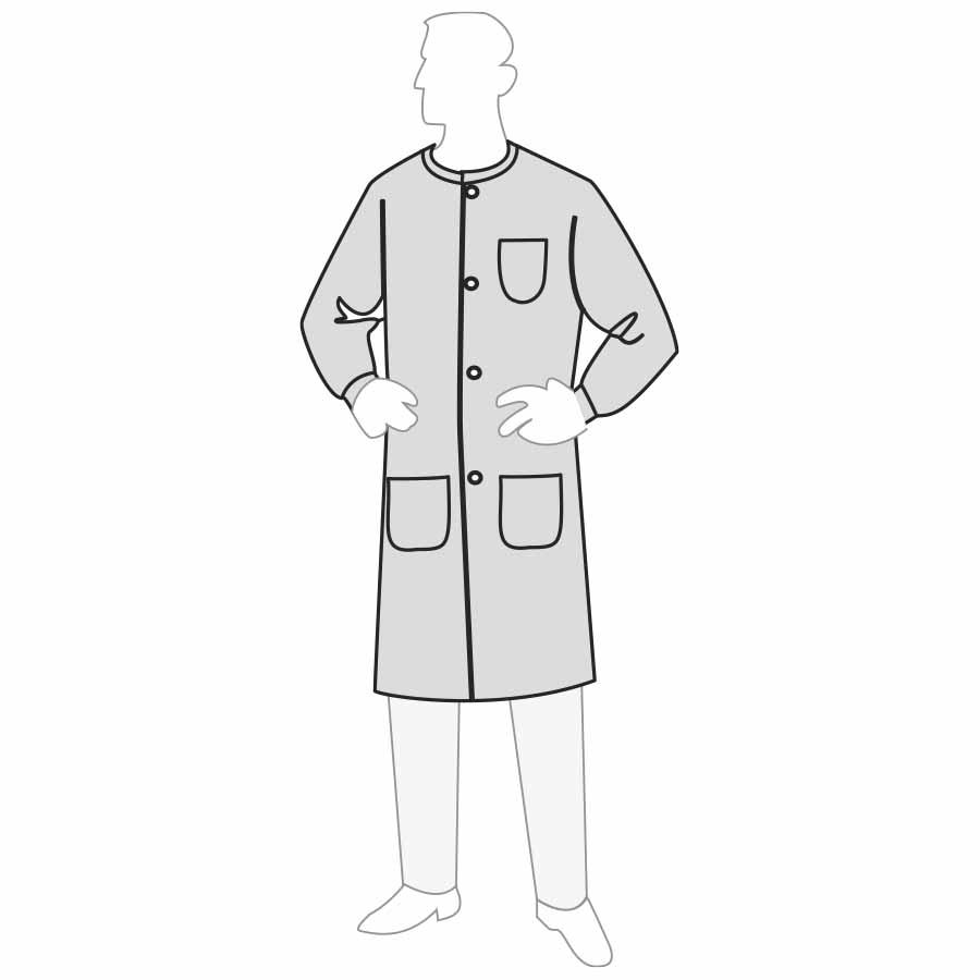Lab Coat, Durable, 3XL Size, White, SpunBonded Polypropylene/MeltBlown Polypropylene, Snap Front Closure, 3 Pockets, Resists: Non-Hazardous Particulate