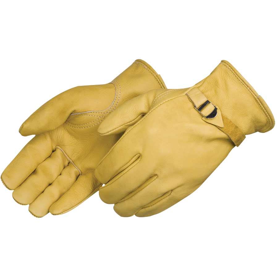 Glove, Work, Series: 6004, Driver Glove, Cowhide Leather, Gold, Keystone Thumb Style, Unlined Lining, Pull Strap Closure