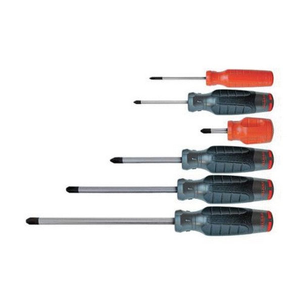 Screwdriver Set, Tether Ready, Measurement System: Imperial, 6 Piece, Ergonomic Quad-Lobe Handle, Screwdriver Types Included: Keystone, No ESD-Safe, Insulated: No, Specifications Met: ASME B107.15, Specifications: 1-1/2 to 10 in L Round Shank, Alloy