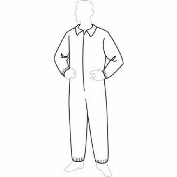 Coverall with Elastic Wrist and Ankle, Light Weight, Series: 15125, 3XL Size, White, Spunbond Polypropylene, Serged Seam, Front Zipper Closure