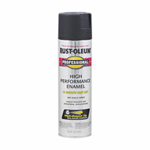 Enamel Spray Paint, High Performance, 15 oz, Aerosol Can, Liquid, Black, Flat, 14 sq-ft/can Coverage, Solvent