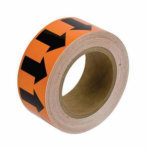 Arrow Tape, Directional Flow Permanent Acrylic, Black on Orange, 2 in Width, 30 yd Length, 0.004 in Thickness, B-946 Vinyl