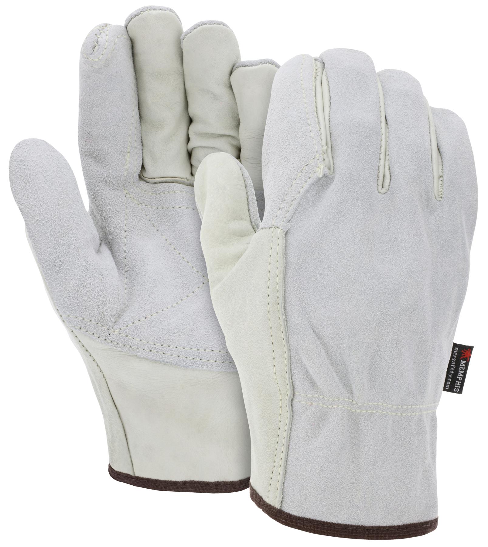 General Purpose Gloves, Driver Glove, L Size, Grain Leather Palm, Beige, Slip-On Cuff
