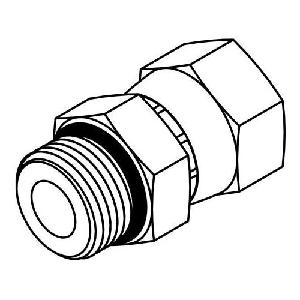 Hydraulic Fitting, 1 1/16-12 Inch Male O-Ring, 1 5/16-12 Inch Female JIC Swivel, Steel