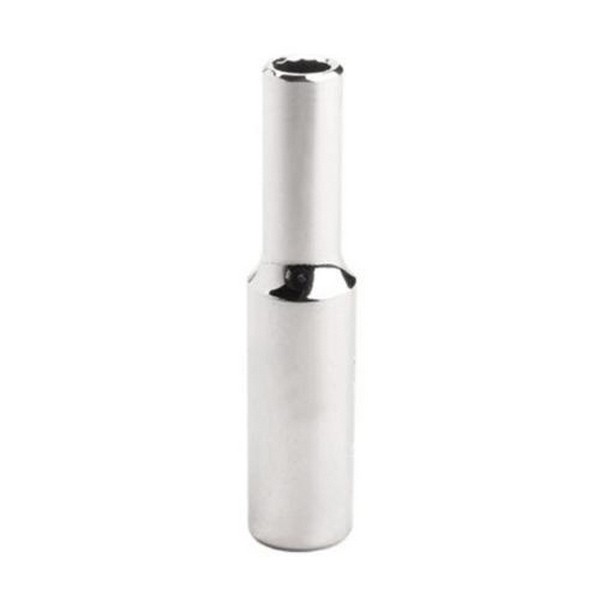 Socket, Deep Length, No Impact Rated, Measurement System: Imperial, Square Drive, 1/4 in Drive, 5/16 in Socket, 2 in Overall Length, 3/8 in Opening Depth, 29/64 in Drive End Width, 29/64 in Socket End Width, Ball Locking, 12 Points, 1-5/32 in Bolt Cl