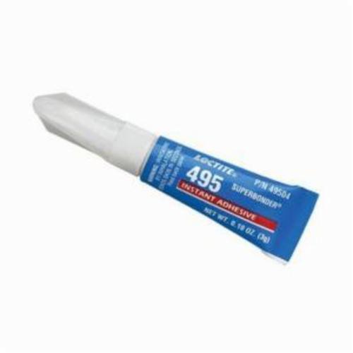 Instant Adhesive, 1-Part General Purpose Low Viscosity, Series: Super Bonder® 495™, Tube Container, 3 g Container, Ethyl Base, 20 s Begins to Harden, 20 s Setting, 24 hr. Curing, Colorless to Light Yellow