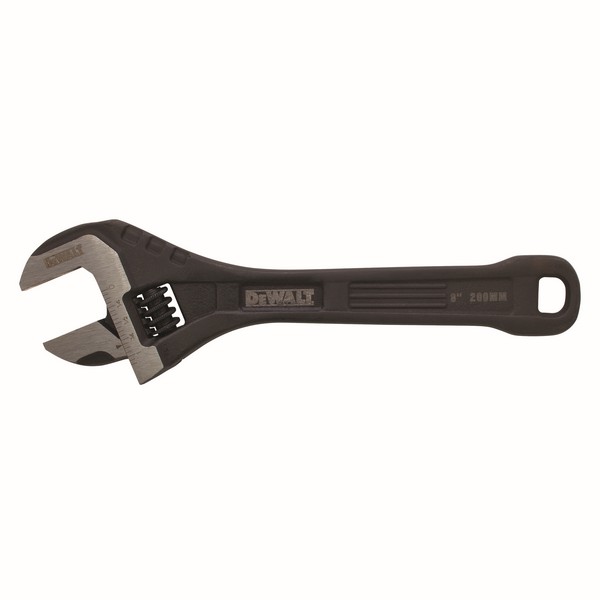 Adjustable Wrench, Adjustable Wrench, 1-20/77 in Wrench Opening, 8 in Overall Length, 1.14 in Jaw Width, 0.22 in Jaw Thickness, 2700 in-lb Flared End Handle, Solid Steel Body, Solid Steel, Silver