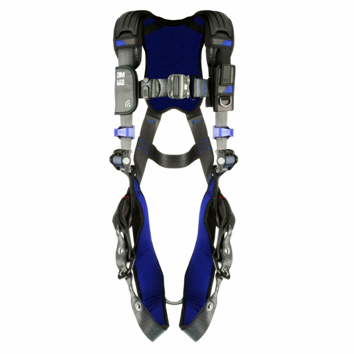 Harness, Series: ExoFit™ X300, 2XL Size, 420 lb Load, 6000 lb Tensile Strength, Quick-Connect Leg Strap Buckle, Polyester Strap, Comfort Vest Style, Aluminum Hardware, Gray, Zinc Plated