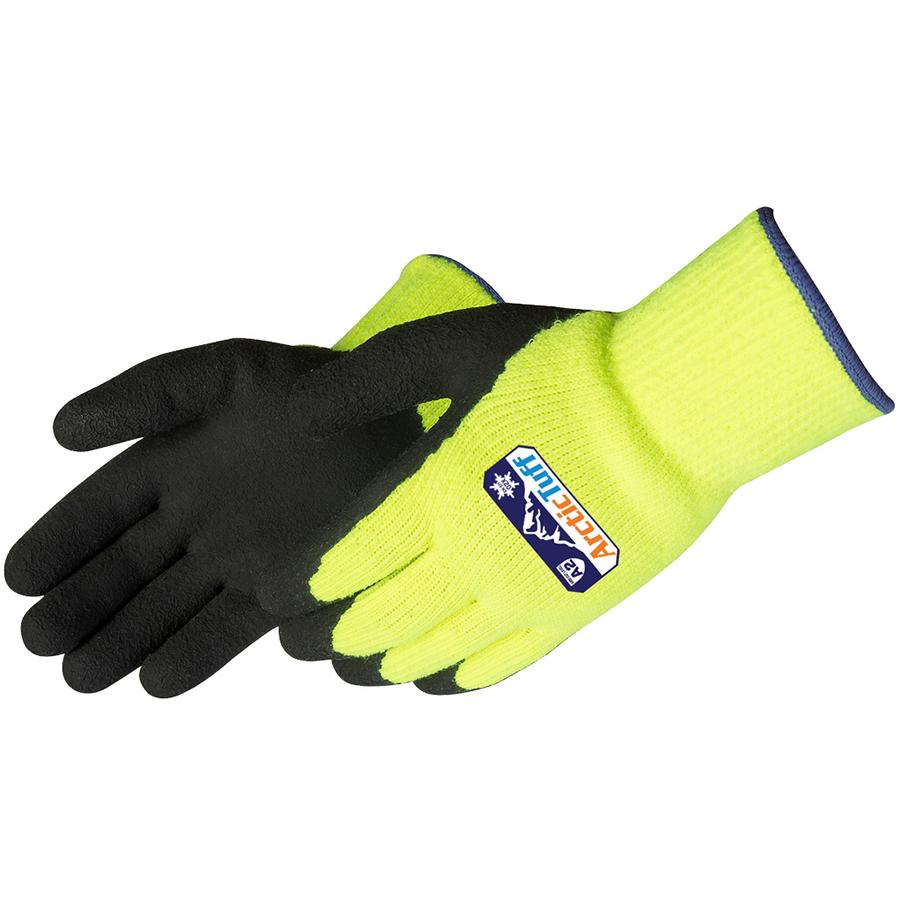 Gloves, Series: F4789LG, XL Size, Acrylic, Black/Hi-Vis Green, Seamless Style, Knit Wrist Cuff, Foam Latex Coating, Palm and Fingers Coating Coverage, Resists: Abrasion/Cut/Puncture/Tear