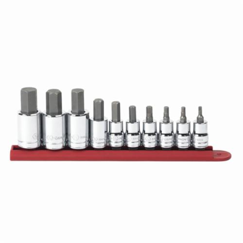 Bit Socket Set, Imperial, 1/8 to 5/8 Inch Hex, 3/8 Inch, 1/2 Inch Drive, 10 Pieces, Full Polished Chrome