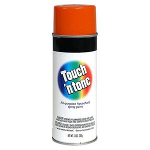 Enamel Spray Paint, All Purpose, Series: Touch n Tone, 10 oz Container, Aerosolized Mist Form, Orange, Gloss, Solvent Like Odor/Scent