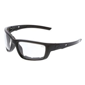 Safety Glass, Dual Lens, Series: Swagger® SR5, UV-AF Anti-Fog Lens Coating, Clear Lens, Balanced/Lightweight, Charcoal Frame, Polycarbonate Frame, Polycarbonate Lens, Yes UV Protection, Charcoal Bayonet Temple, Specifications Met: ANSI Z87+