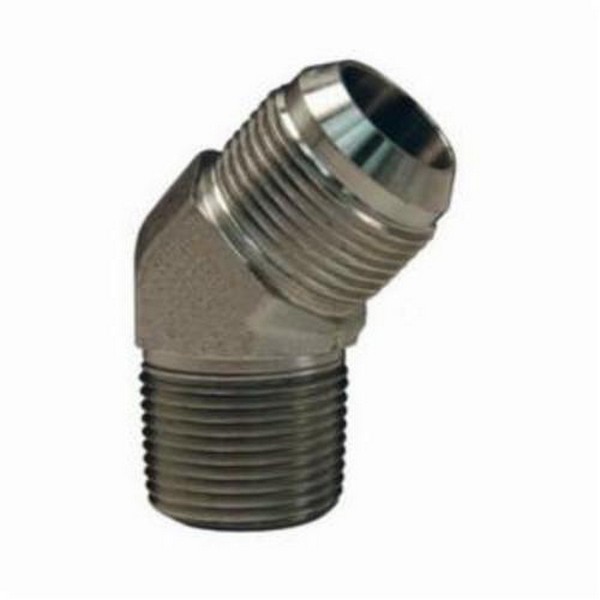 Hydraulic Elbow, Series: 2503, 1-5/16-12 x 3/4-14 Nominal, 37° Male JIC Flare x Male NPTF, 45°, 2500 psi, Steel, Zinc Plated