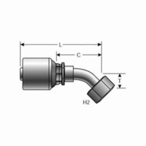 Hydraulic 45° Elbow, 1/4 Inch Hose ID, 19 mm Hex Nut, 2.69 Inch Length, Steel