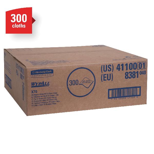 Cleaning Wiper, Long Lasting Reusable, Series: X70, 14.9 x 16.6 in Size, 300 Sheets Capacity, White, Hydroknit*