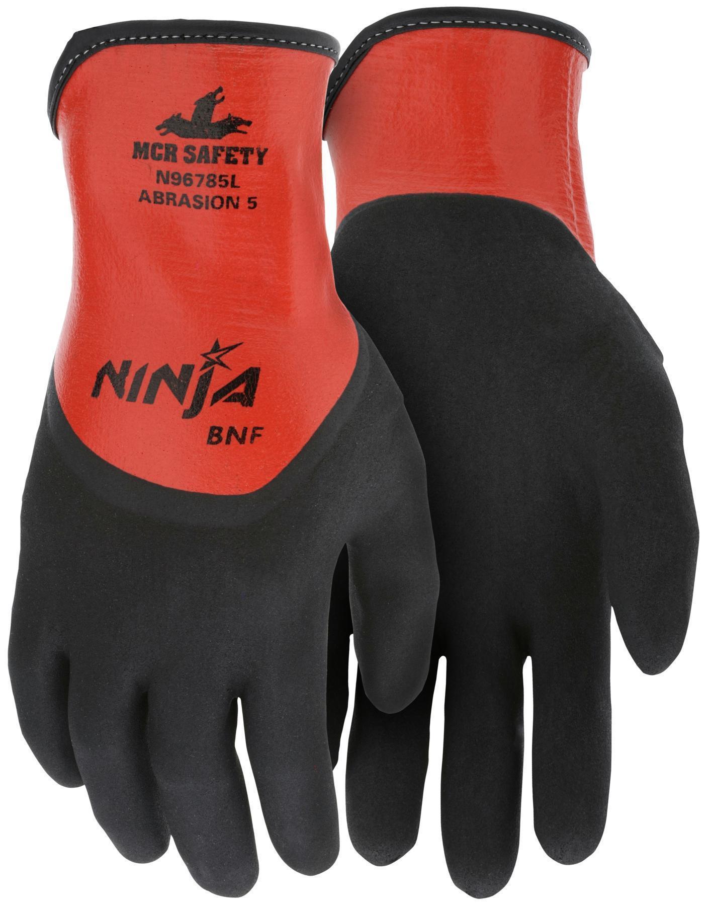 Gloves, Arm Protection, 2XL Size, Knit Wrist Cuff, Nitrile Coating, ANSI Heat Level: 3