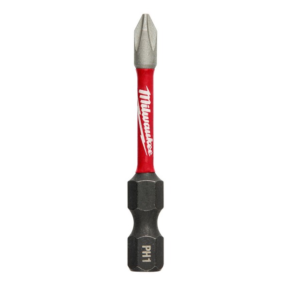 Impact Power Bit, #1 Point, Phillips® Point, 2 in Overall Length, Hex Shank, Steel