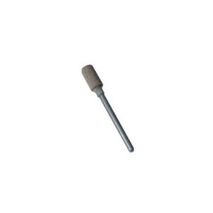 Mounted Point, Cotton Fiber, Cylindrical Point Shape, W163 Point Shape Code, 1/4 Inch Head Diameter, 1/2 Inch Head Length, 1/8 Inch Shank Diameter, 1-1/2 Inch Shank Length, 80 Grit, Fine Grade, Aluminum Oxide Abrasive, 59990 RPM Maximum, Vitrified Po