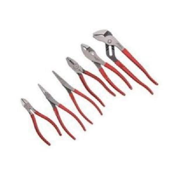 Plier Set, 6 Piece, Specifications Met: ASME Specified, Steel, Red Handle