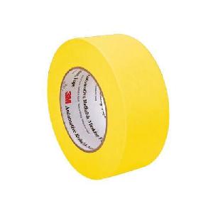 Adhesive Tape, Automotive Refinish, 55 m Length, 48 mm Width, 6.3 mil Thickness, Yellow, Rubber Adhesive, Paper Backing, 33 in-oz Adhesion Strength, 250 F Maximum Operating