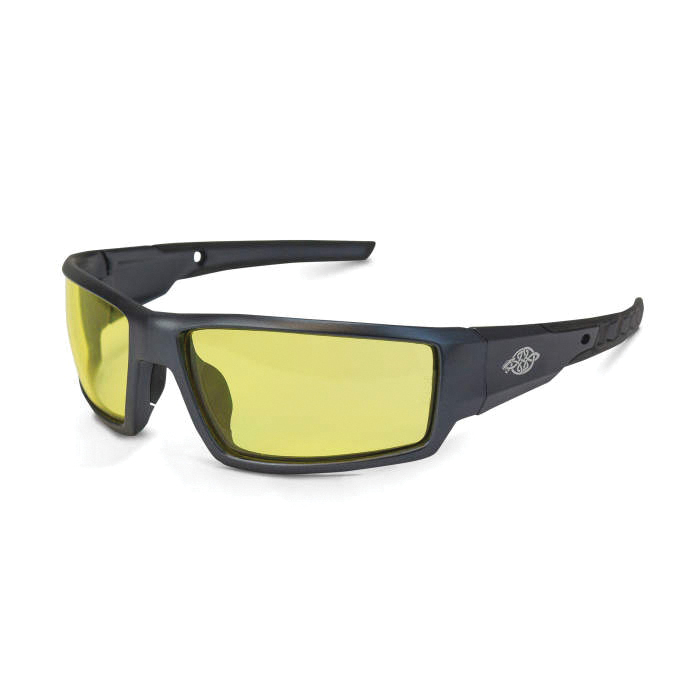 Safety Eyewear, Premium, Series: Cumulus, Universal Size, Amber Lens, Full-Frame, Aluminum Gray Frame, Polycarbonate Lens, Yes % UV Protection, Dual Mold Temple, Specifications Met: ANSI Z87.1