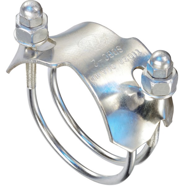 Bolt Clamp, Spiral Double, Series: SDBC, 8 in Nominal, 30 ft-lb Torque, Carbon Steel Bolt, Zinc Plated, Import