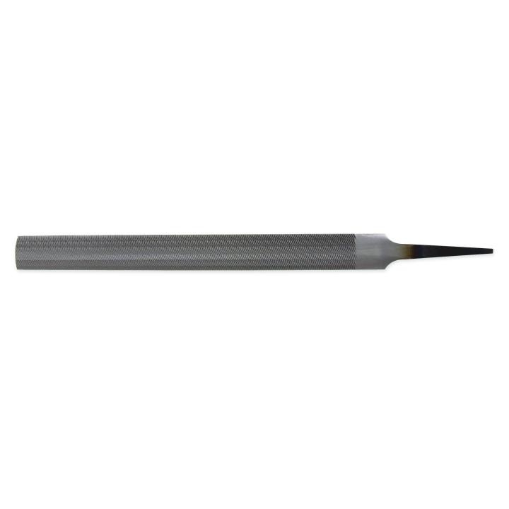 File, Half Round, 10 in Length, Bastard/Double Cut, Coarseness of Cut: American Pattern, 7/8 in Width, 9/32 in Thickness, Tang Handle