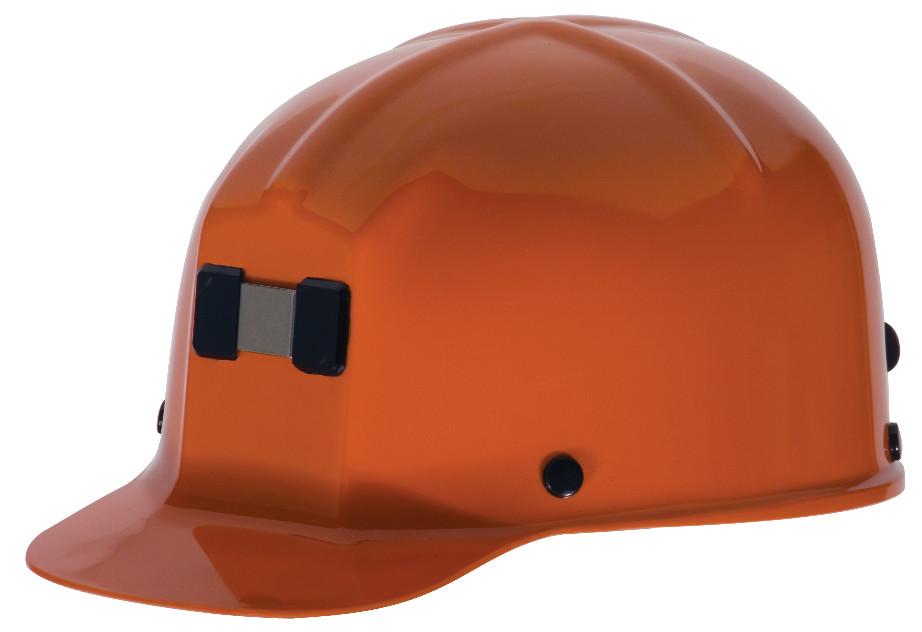 Hard Hat, Front Brim, Standard Size, Fits Minimum Hat Size: 6-1/2, Fits Maximum Hat Size: 8, Orange, Polycarbonate, 4-Point Suspension, ANSI Electrical Class Rating: Class G, ANSI Impact Rating: Type I, Slotted: No, Pin Lock Adjustment
