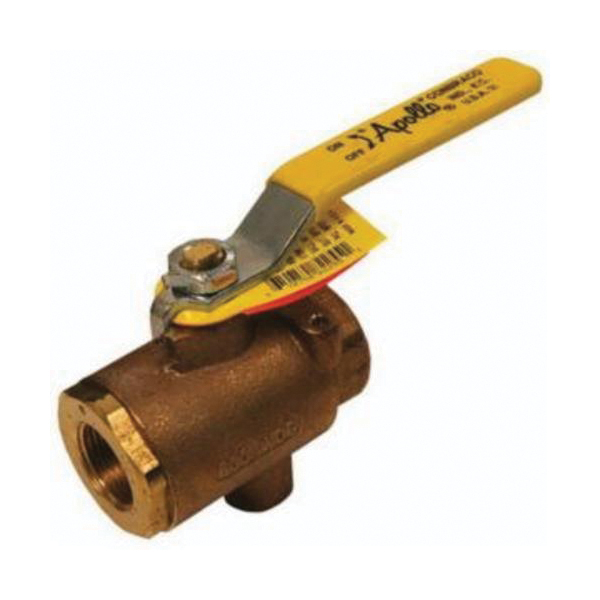 Ball Valve, Series: BBV, 1 Inch Nominal, FNPT, 125 psi, Full Port, Media: Gas, Oil and Water, Chromium Plated Ball, Brass Body, RTFE Seat/Stuffing Box Ring, Bronze, Domestic
