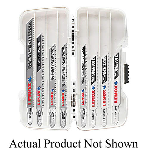 Jig Saw Blade Kit, High Strength, 12 Piece, Specifications: 6/10/8/12/14/24 TPI, T-Shank, Bi-Metal