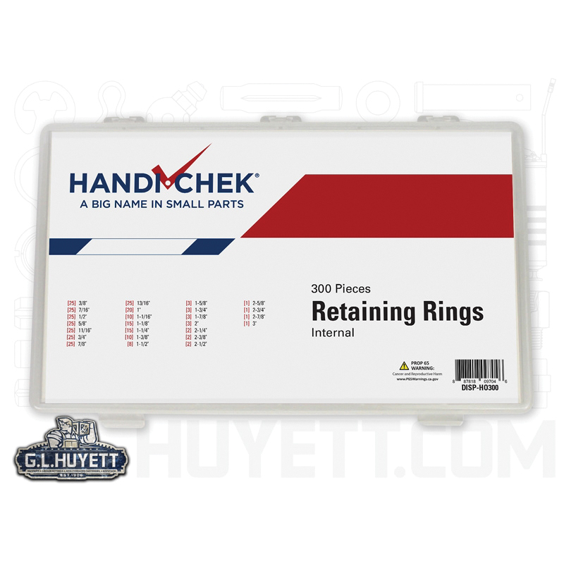 Retaining Ring Assortment, 300 Piece, Carbon Spring Steel, Plain