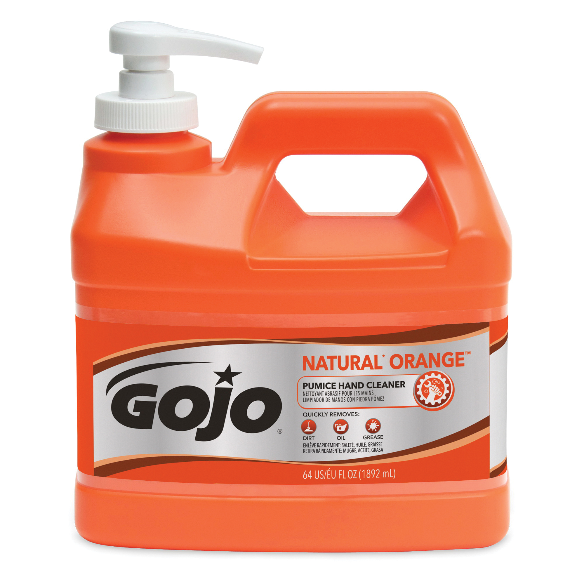 Pumice Hand Cleaner, 1/2 Gallon Pump Bottle, Natural Orange, 4/Case