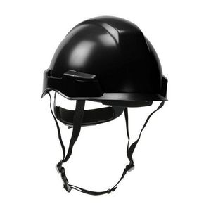 Climbing Helmet, Cap Style Non-Vented Short Brim, Series: 280-HP142R, Universal Size, Fits Minimum Hat Size: SZ 6-5/8, Fits Maximum Hat Size: SZ 8, Black, ABS/Polycarbonate, 4-Point Quick Release Suspension, ANSI Electrical Class Rating: Class E, Gra
