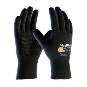 General Purpose Work Gloves, Touchscreen, L Size, Nylon/Micro-Foam Nitrile Palm, Black, Grip/Seamless Style, Nylon/Lycra® Elastane Lining, Full Hand Coating Coverage, Elastic Closure, 9.1 in Length, Resists: Abrasion/Puncture and Tear