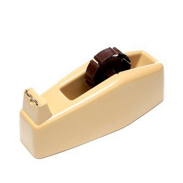 Tape Dispenser, Heavy Duty Pull and Cut, 1 Inch Tape Width, 3 Inch Diameter Core, Plastic, Tan