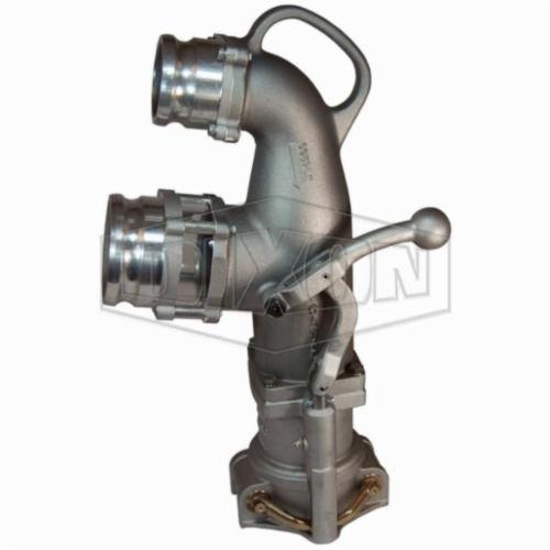 Coaxial Drop Elbow, Single Point, Drop/Fill Elbow Fitting/Connector, 4 x 3 Inch Nominal, Male Inlet x Male Vapor Outlet End Style, Aluminum, 23-3/4 Inch Height Dimensions, Domestic