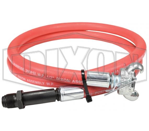 Whip Hose Assembly, 0.5 in ID, 6 ft Length, 150 psi Working, -4 to 212 °F, Rubber