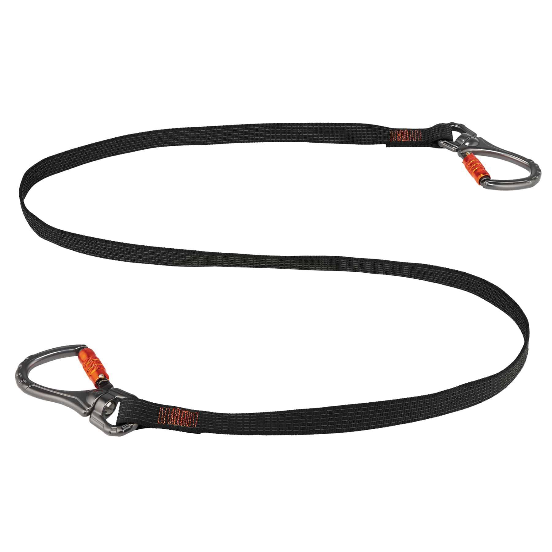 Tool Lanyard, Double Locking Dual Carabiner Universal, Series: 3139, 40 lb Capacity, Carabiner Connection, Nylon, Black, 76 in L