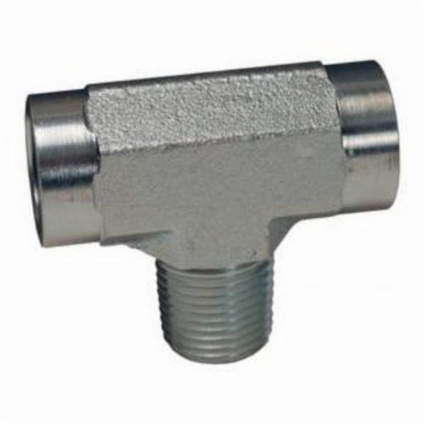 Hydraulic Branch Tee, Series: 5604, 3/4-14 Nominal, Female NPTF x Male NPTF, 2500 psi, Carbon Steel, Zinc Plated, Domestic