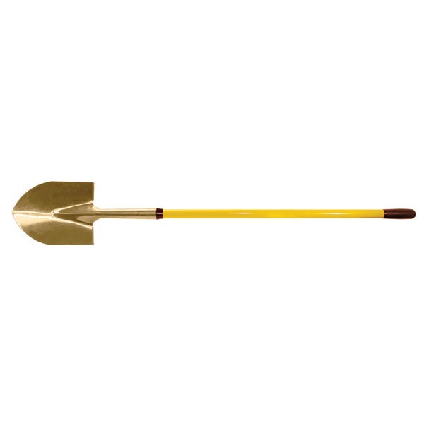 Round Point Shovel, 11-1/4 Inch Blade Length, 9 Inch Blade Width, Aluminum Bronze Copper Alloy, Fiberglass Handle