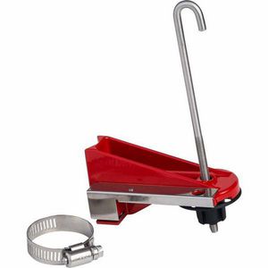 Ball Valve Lockout, Small, Series: Perma-Mount™, 7/16 in THK Fits Minimum Handle Size, 1/2 in Fits Minimum Pipe Size, 2 in Fits Maximum Pipe Size, 5/16 in Padlock Shackle Maximum Diameter, LOTO-74 Powder Coated Steel, Red, -40 °F Minimum Temperature,