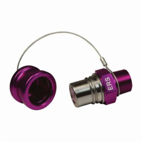 Engine Oil Receiver, High Flow, Adapter Fitting/Connector, 3/4 Inch Nominal, Quick Connect Coupler x MNPT End Style, 200 psi Pressure, Anodized Aluminum, Violet