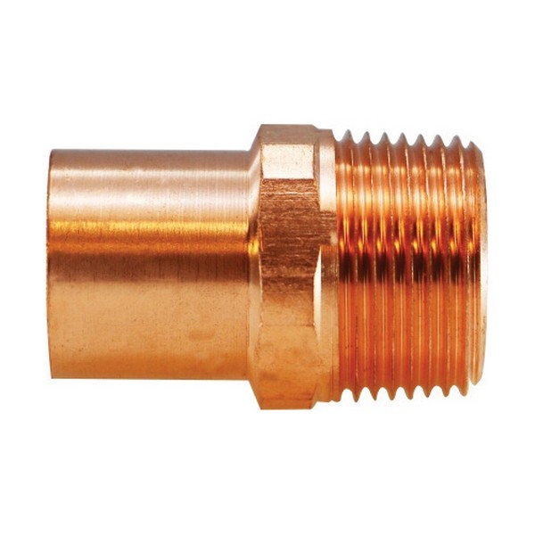 Fitting Male Adapter, Adapter Fitting/Connector, 1 Inch Nominal, FTG x MNPT End Style, 500 psi at 100° Pressure, 32 to 200 °F, ASTM B 88/ASTM B 306/A 306/Alloy C12200 Copper