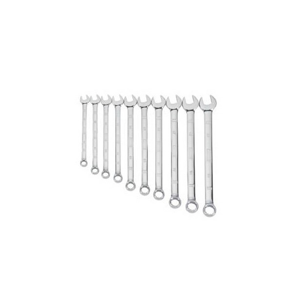 Wrench Set, Metric System of Measurement, 10 to 19 mm Size, 10 Piece, For Use With: Wrench, Polished Chrome