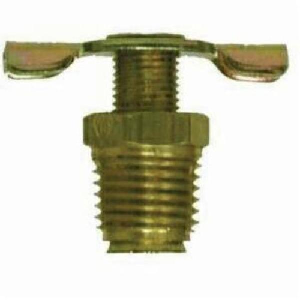 Drain Cock, External Seat Radiator, 1/2 Inch Nominal, MIP End Style, 150 psi Pressure, 0.87 Inch Hex, Media: Air/Fluid/Water, Brass Body, 1.52 Inch Length Dimensions