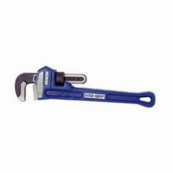 Pipe Wrench, Heavy Duty, 2 in Pipe, 12 in Overall Length, 2 in OD Tubing, Quick-Adjusting Jaw, 2-1/4 in Jaw, I-Beam Handle, Cast Iron Handle, Blue Handle, Spin Nut Adjustment